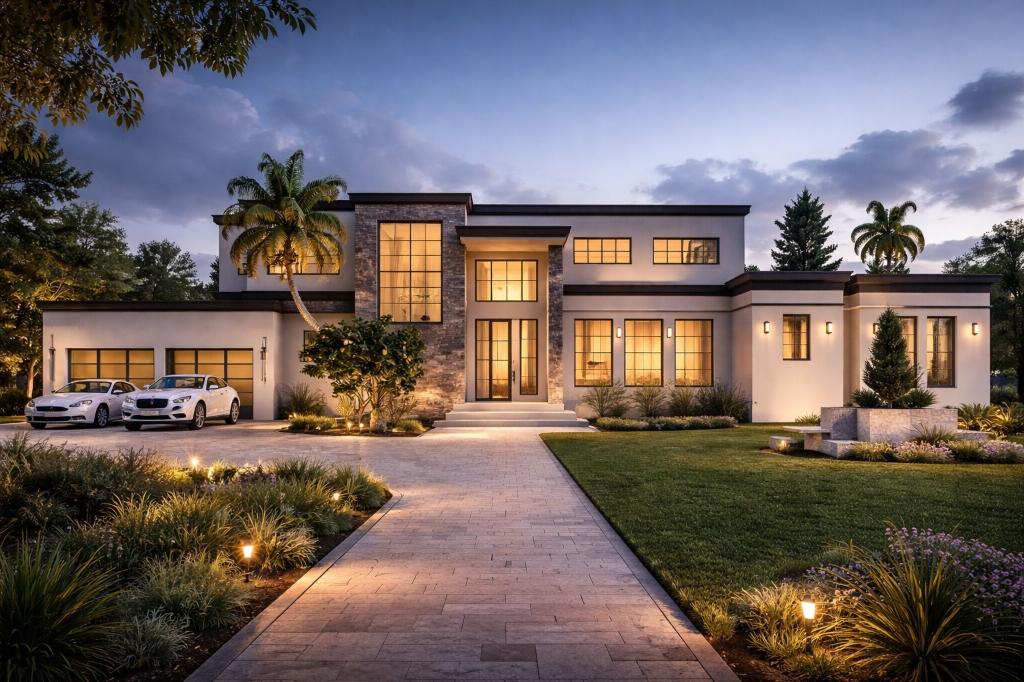 Residential Exterior — Night View